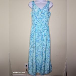Vineyard Vines Light Blue Patterned Maxi Dress